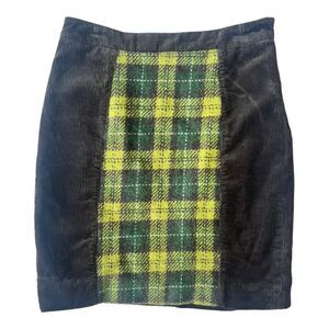 MAEVE Anthropologie Corduroy Plaid Wool Blend Pencil Skirt Brown sz 8